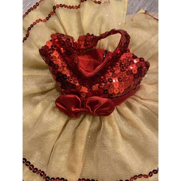 Build A Bear Red and Yellow Dress Sparkles Halter Fancy Party Skirt - Picture 4 of 9